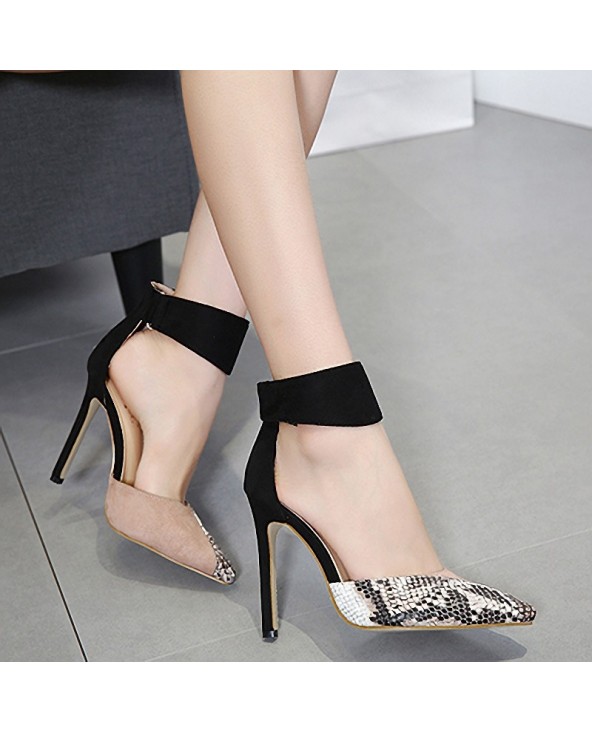 Women's Reptile Ankle Strap Heels-Heels-nimoil.com Size 4.5 - Color ...