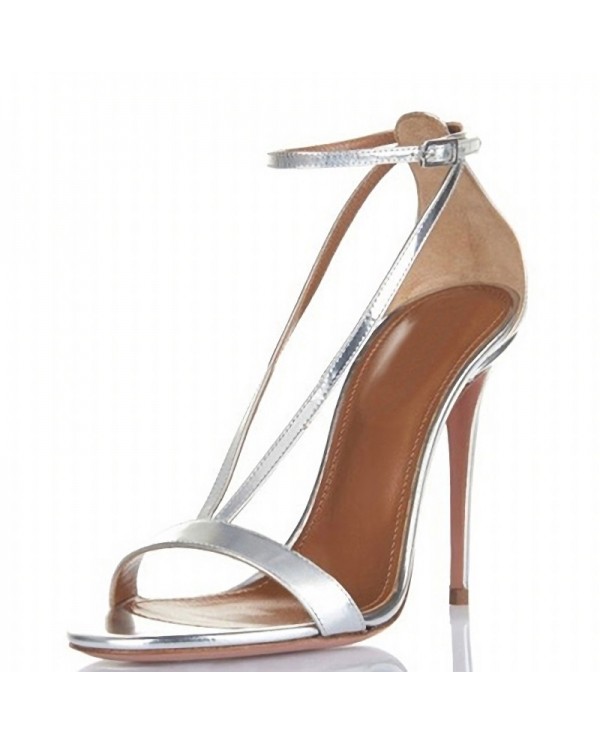 Stiletto Heel - Shiny Metallic Straps / Ankle Strap HRI916366124 Size 4 ...