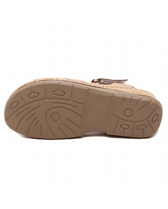 Women's Sandal - Open Toe Leather Strap / Micro Heel BCT916311114 Size ...