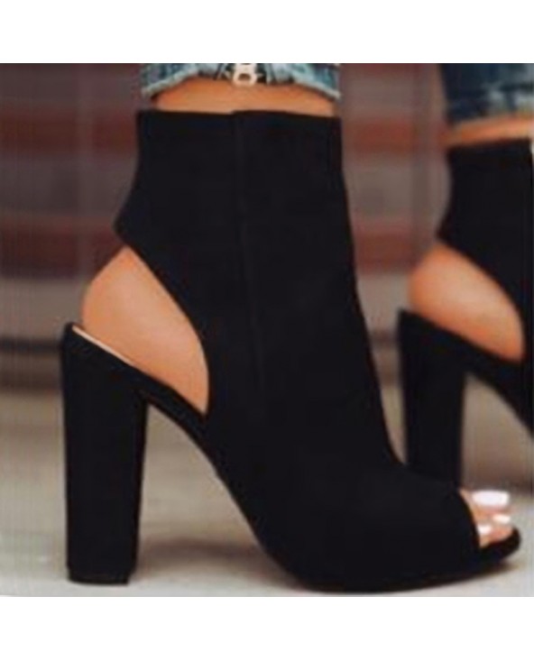 Women's Open Toed and Heeled Ankle Boots with Stacked Heels ...