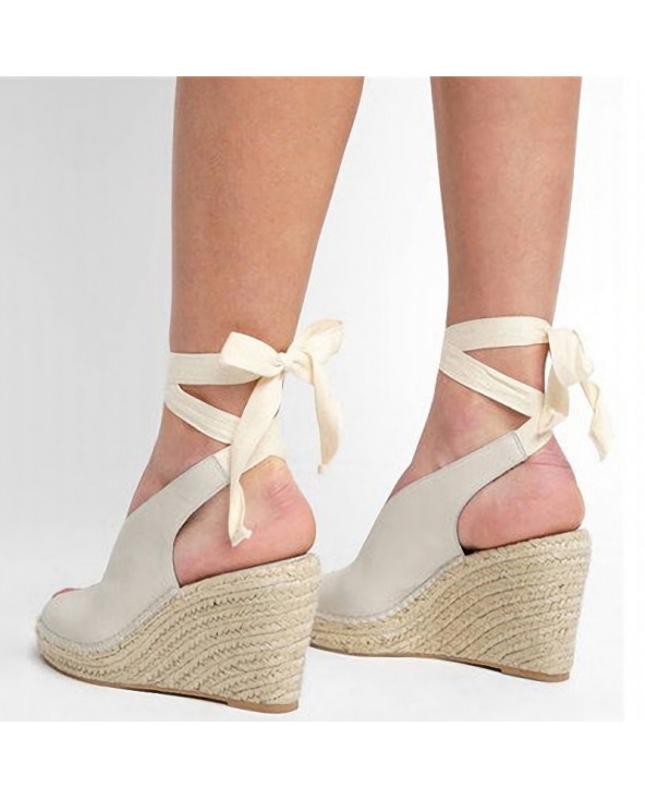 Women's Ballet Style Strappy Woven Wedge Sandals CLT916331494 Size 4.5 ...